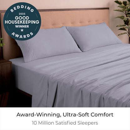 Mellanni California King Sheets Set - 4 PC Luxury Bedding | Extra Soft, Cooling, Wrinkle-Resistant (Cal King, Lavender)