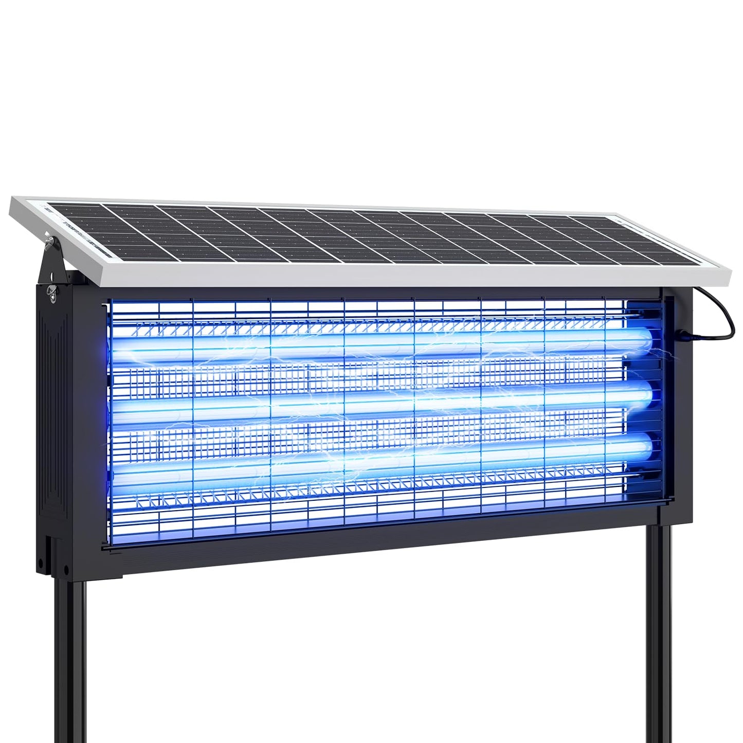 Solar Bug Zapper Outdoor, 30W Large Mosquito Zapper, Electric Mosquito Killer Outdoor, Waterproof & Portable Fly Killer, Rechargeable Flying Insect Trap for Patio, Yard, Garden, Home, Camping, Black