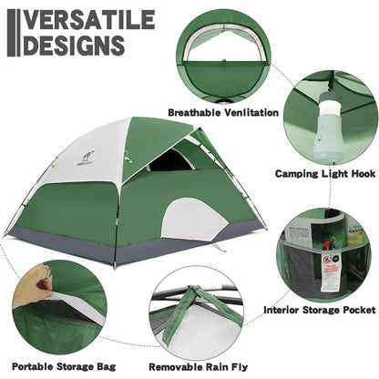CAMEL CROWN 4/5/6 Person Camping Dome Tent with Removable Rain Fly Waterproof Family Tent Easy Set Up Lightweight Outdoor Tent for Camping Backpacking Hiking