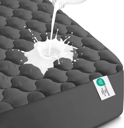 Utopia Bedding Waterproof Mattress Protector - Noiseless Quilted Twin Pad | Deep Pocket Fits Up to 16 Inches (Grey)
