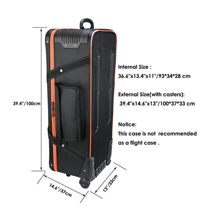 MagicLine Photo Studio Trolley Case with Side Pocket 39.4"x14.6"x13"/100x37x33 cm, Rolling Camera Case Bag, Carrying Bag with Wheels for Light Stands,Tripods,Flashes,Telescopes