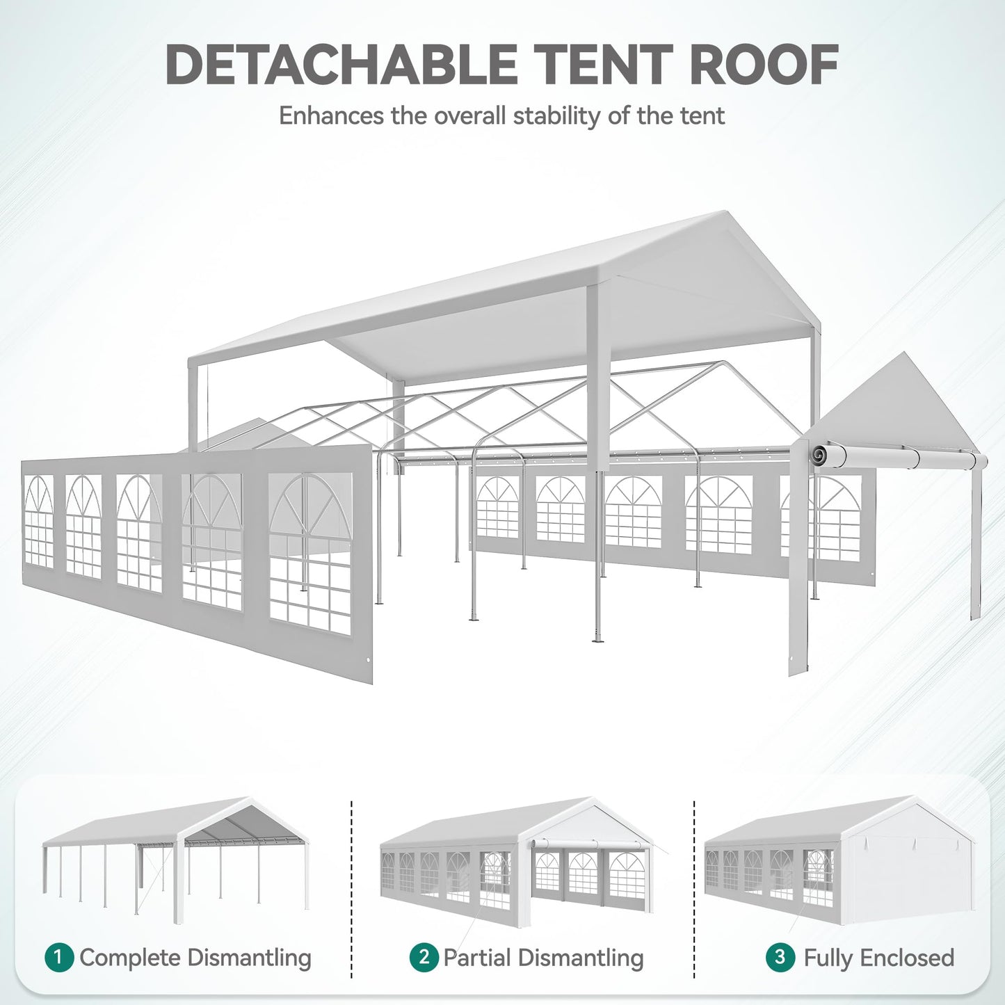YITAHOME 16x32ft Party Tent Heavy Duty Outdoor Wedding Tent Canopy Event Shelters Upgraded Galvanized Steel Carport with Removable Sidewall Windows for Outdoor Weddings, BBQ and Parties, White