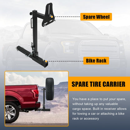 JDMSPEED RV Spare Tire Carrier Mount Adjustable Trailer Hitch with 2 Inch Receiver Compatible with 16" 16.5" 19.5" 22.5" 24" Wheels for Vans SUVs and Motorhomes