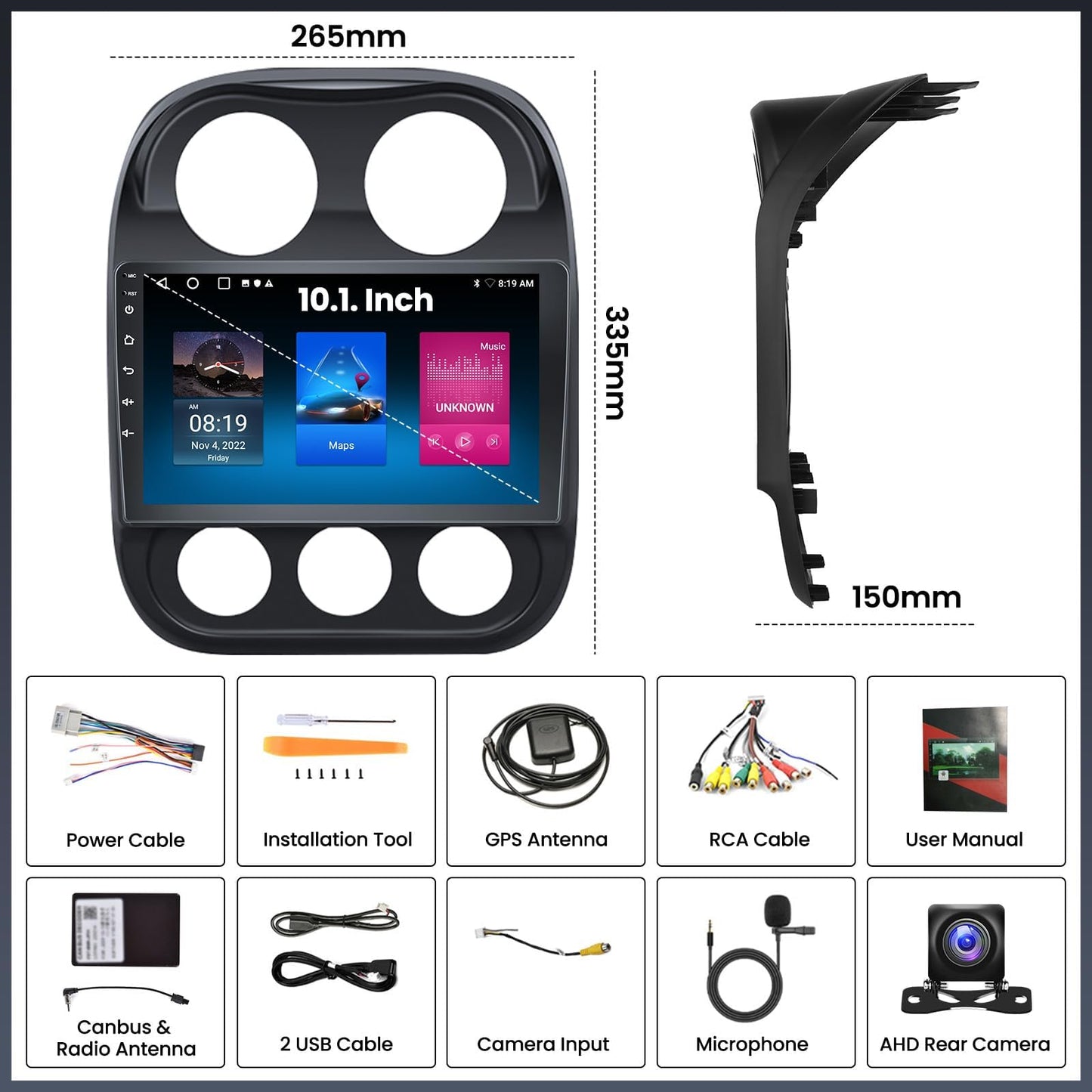 [2GB+64GB] Android 13 Car Radio for Jeep Compass Patriot 2010-2016 with Wireless Carplay Android Auto,10.1 ' 1080P Touchscreen Head Unit Bluetooth WiFi GPS 26-UI Mirror Link SWC Rear Cam+ USB Canbus