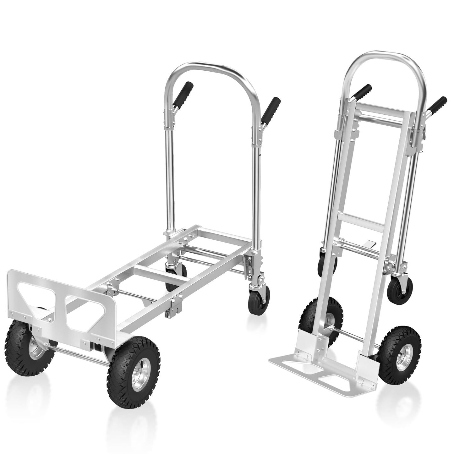 ZMRTDWO 800 LBS Dolly Cart with Wheels, 2 in 1 Folding Hand Truck, Stainless Steel Heavy Duty Industrial Convertible Hand Cart, Utility Collapsible Hand Truck Dolly for Warehouse, Home, Office, Etc