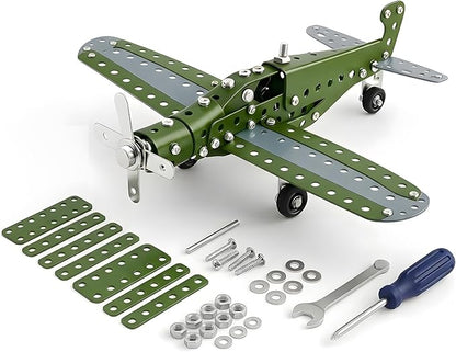 Metal Model Airplane Building Toys for Boys &amp Girls Ages 8-16 258 Pieces DIY STEM Construction Kits Educational Engineering Science Plane Set Vintage Aircraft Vehicle Gift for Kids &amp Adults