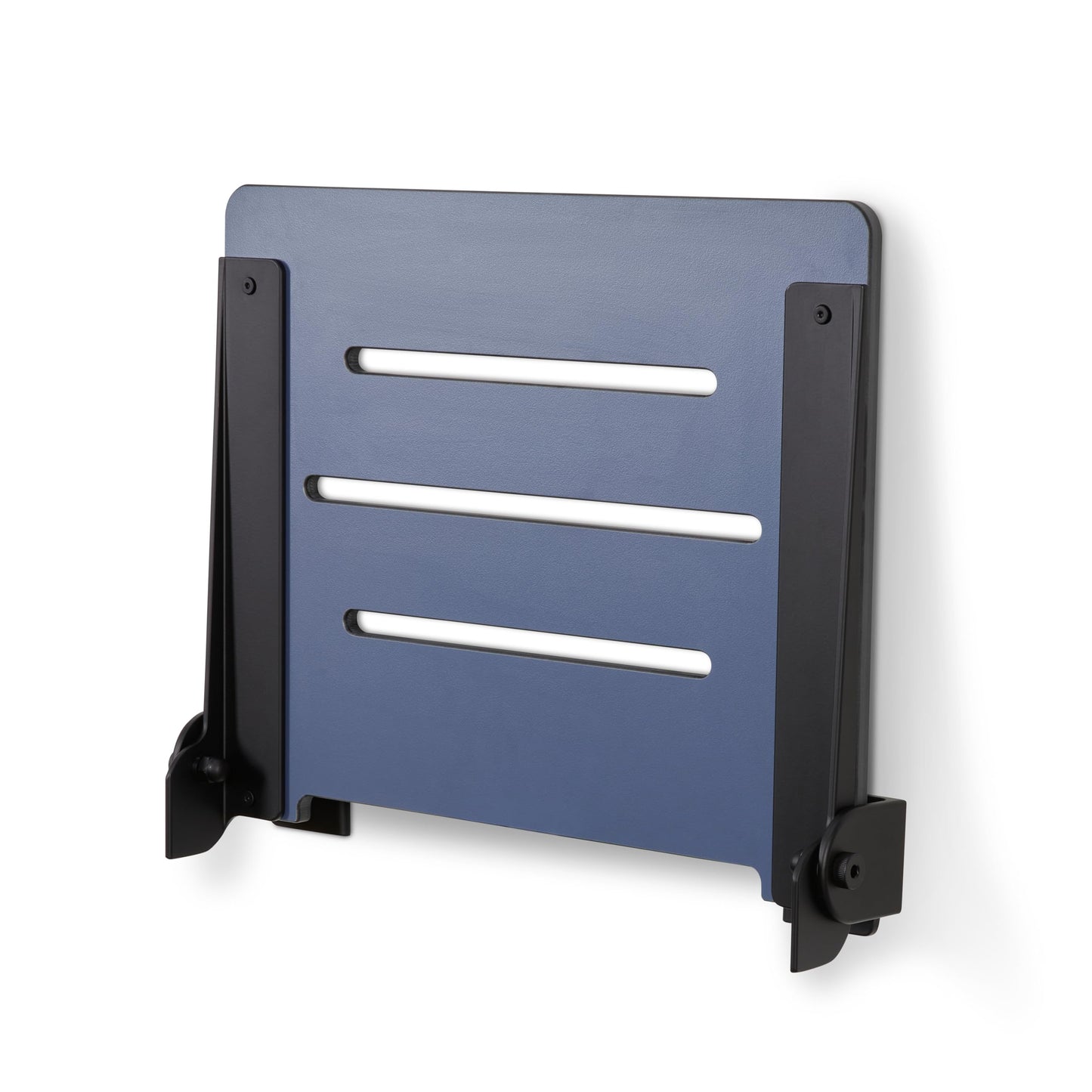 18 inch Silhouette Slimline Folding Wall Mount Shower Bench Seat, Navy Seat with Matte Black Frame
