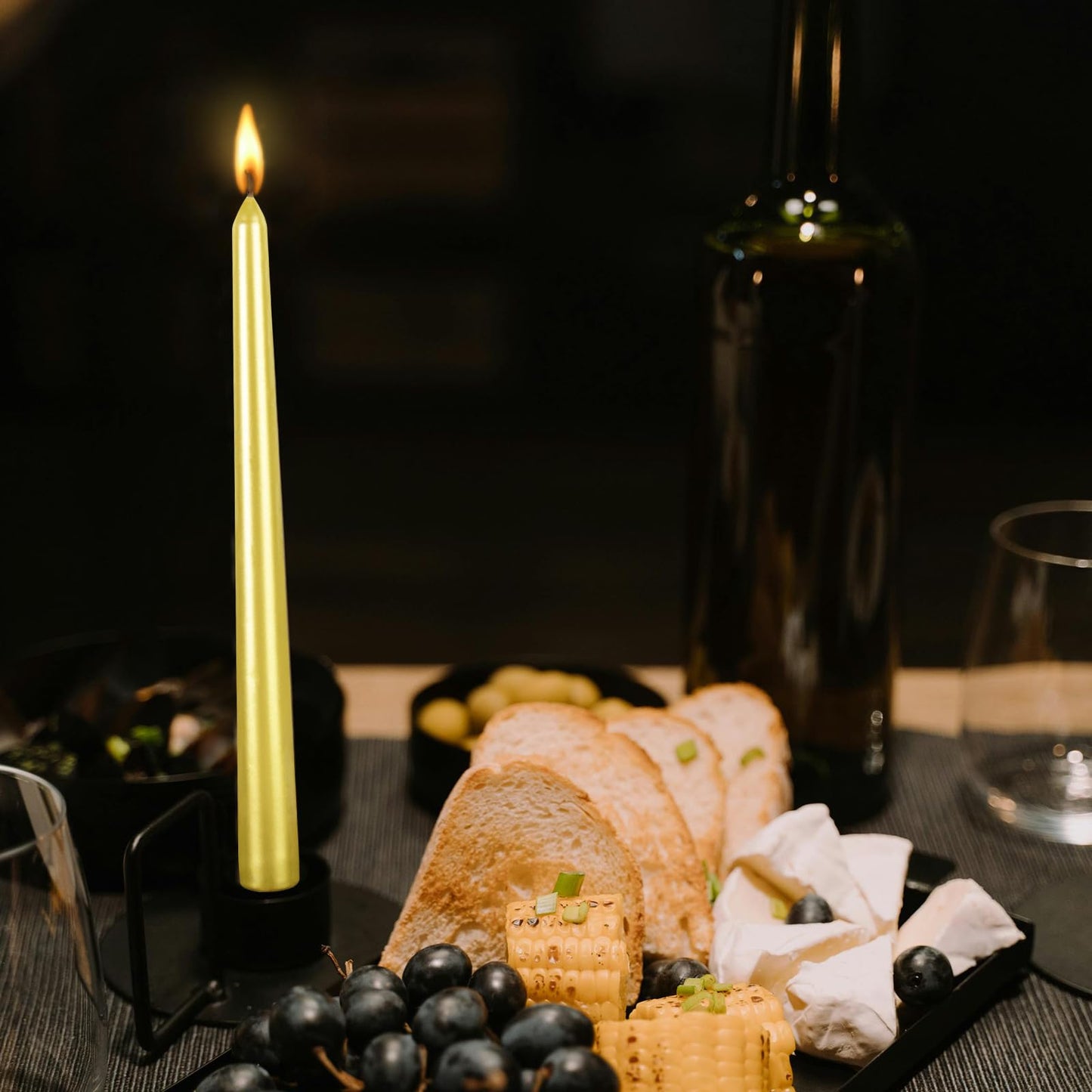 10 Inch Taper Candle, Set of 12,Tapered Candles Burn for 7 Hours, Long Sticks,Tall Candlesticks, Dinner Party, Wedding, Halloween (12pcs, Gold)