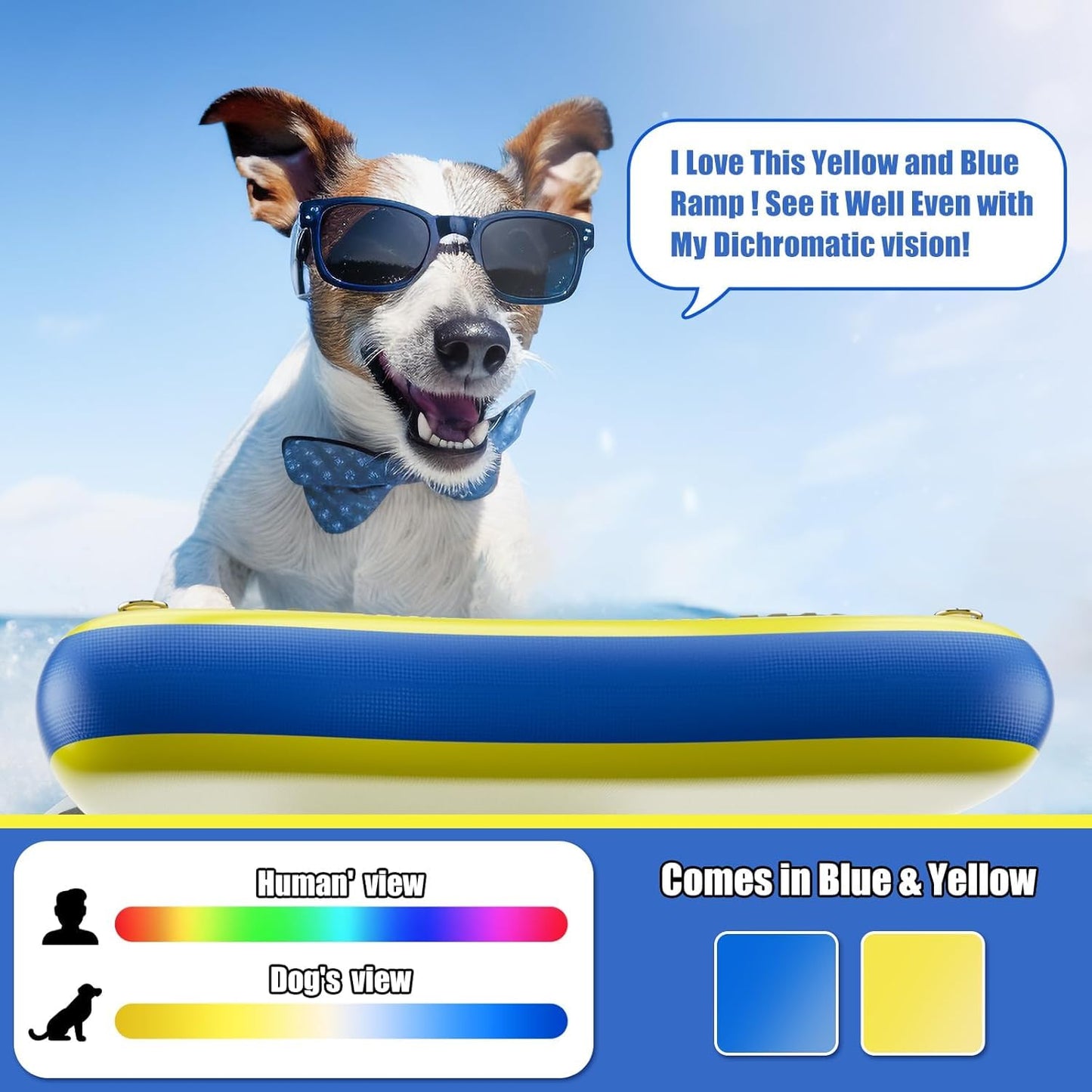 Inflatable Dog Pool Float Dock Platform for Dogs, Dog Pool Ramp Ladder with Non Slip Steps | Dog Floats Water Ramp for Boat, Inground Pool