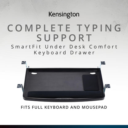 Kensington Keyboard Tray Under Desk, SmartFit Ergonomic Slide-Out Keyboard Drawer with Cable Management, Extra-Wide Height Adjustable Keyboard Holder, 24.5" x 11.75", Black K60004US