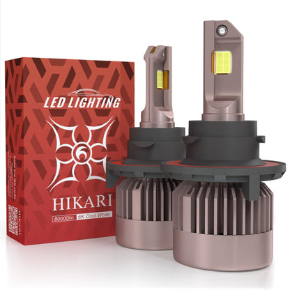 HIKARI WINGS H13 9008 Fog Light, 80000LM Pure White 6000K LED Bulbs, Plug & Play IP68 Waterproof Pack of 2