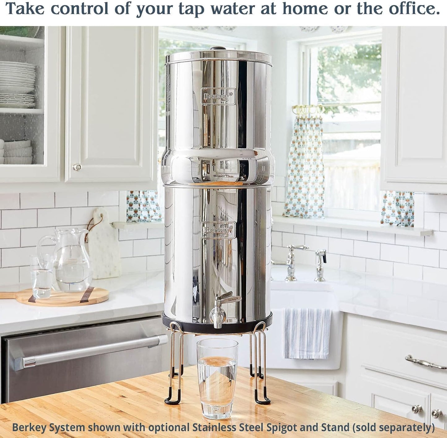 Big Berkey Gravity-Fed Water Filter System 2.25 Gallon with 2 Black Berkey Elements, 2 PF-2 Fluoride and Arsenic Reduction Elements