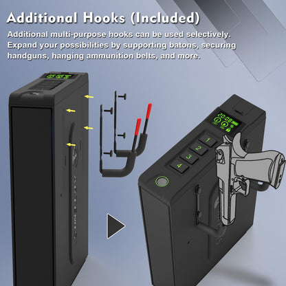Biometric Slider Handgun Gun Safe for Home Nightstand,Cloakroom, Desk,Bed Side,Truck, Artemis Auto Sliding Door Hand Gun Safe for Pistol Unlock Fingerprint，Digital PIN，Key Access