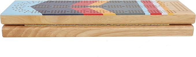 Canoe Cribbage Board Game Set Camp Nautical Print Continuous 3 Track Travel Cribbage Boards Unique Wooden Board Games for Adults 9 Metal Cribbage Pegs 12 Inches