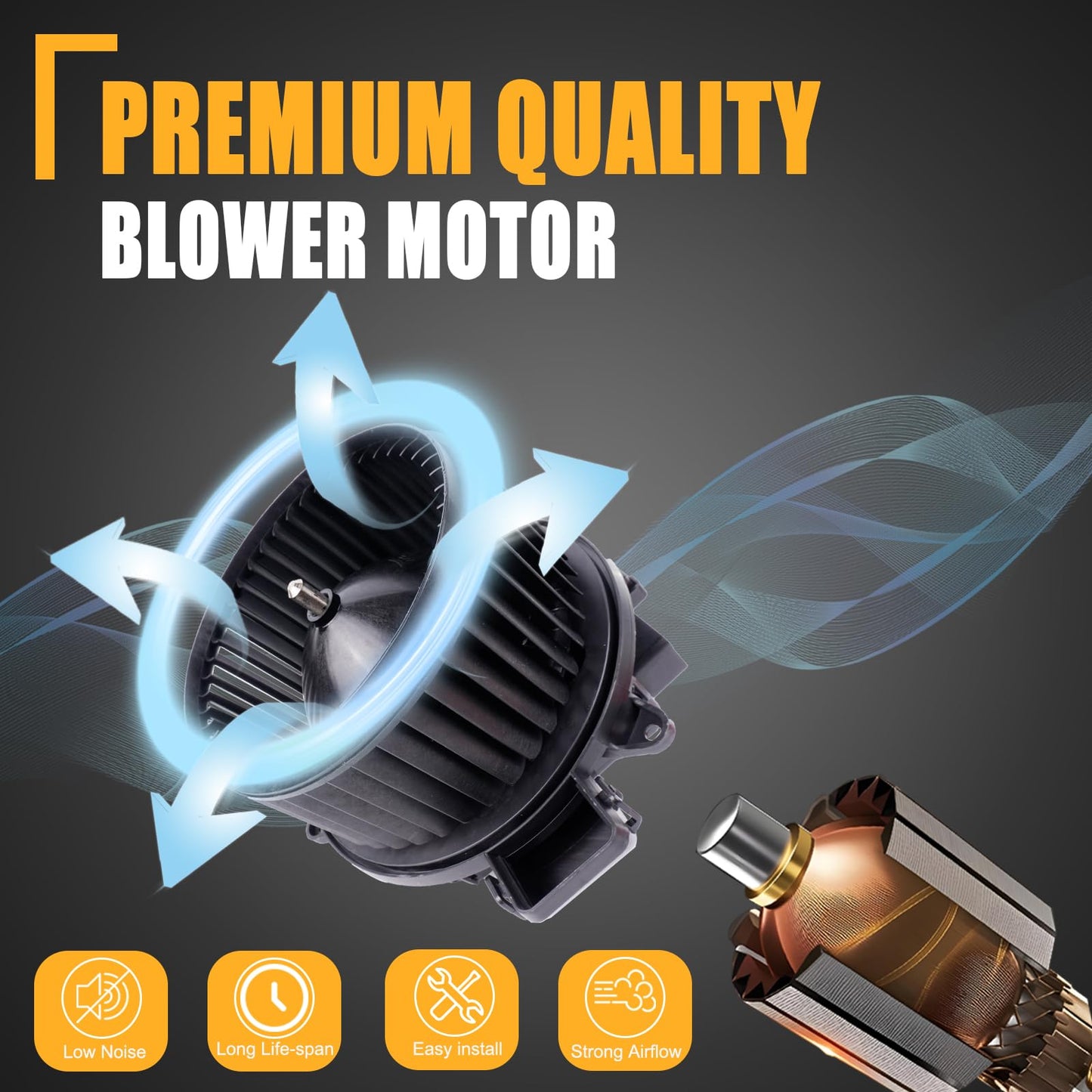 GSPSCN 700329 AC Blower Motor with Fan for Ford Expedition 2018-2024，F150 2015-2023，F250/F350/F450/F550/F600 Super Duty 2017-2022丨Lincoln Navigator 2018-2024 - HVAC Heater Blower Motor FL3Z19805E