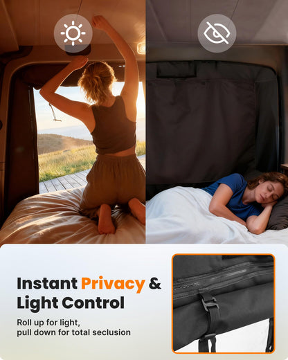 MELIPRON Van Bug Screen with Privacy Blackout Panel Fit for Mercedes Sprinter 2007-2025 High Roof Rear Door, Magnetic Self-Closing Mosquito Net Fly Screen for Van Life Camping
