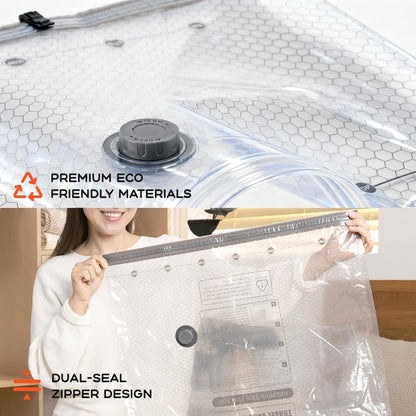 Skiennix Vacuum Bags for Clothing - 20 Pack with Rechargeable Air Pump | Space Saver for Travel & Luggage