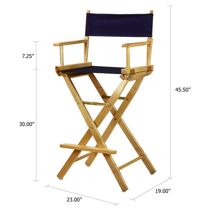 Casual Home Director's Chair ,Natural Frame/Navy Canvas,30" - Bar Height