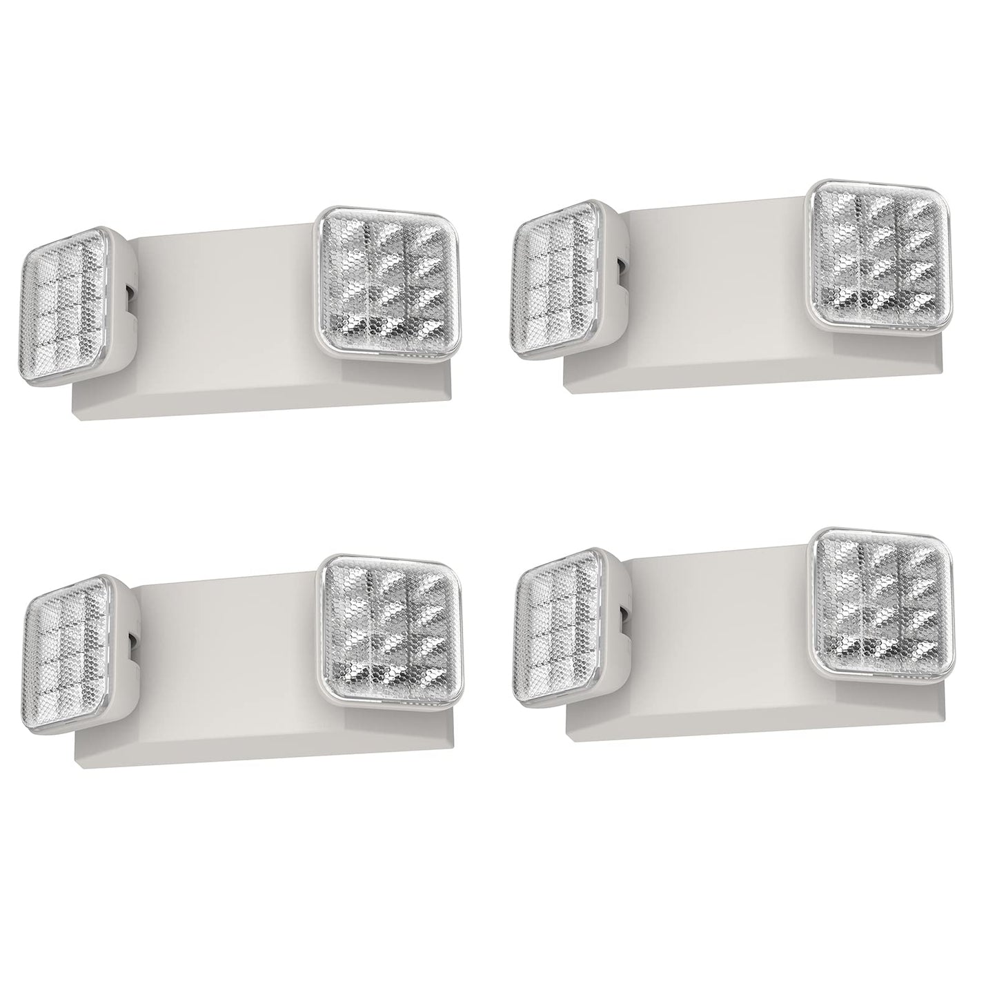 EXITLUX 4 Pack White LED Exit Sign with Emergency Lights with Battery Backup Adjustable Two Head Ultra-Bright -White Commercial Fire Safety Light for Business