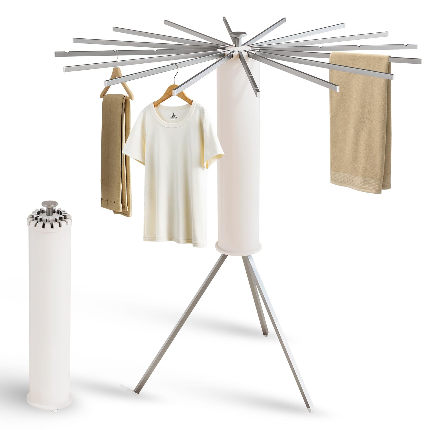 LIENAHU Clothes Drying Rack,Drying Rack Clothing,Laundry Drying Rack,Floor Standing,16 Aluminium Poles,Collapsible,Retractable,Foldable,Folding Laundry Rack