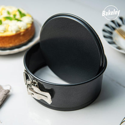 Bakeley Springform Pan 6.5" Nonstick Cheesecake Pan with Removable Bottom Round Baking Cake Pie Mold for Oven 6.5" x 6.5" Black