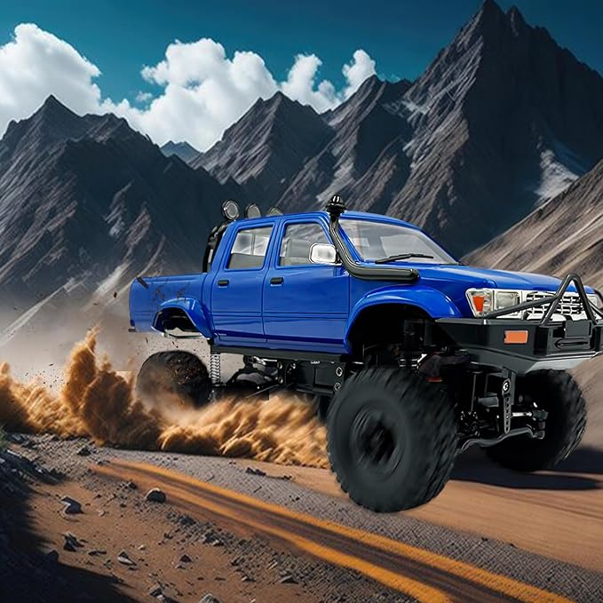 WPL C64-1 RC Car 1:16 Scale RC Crawler RTR RC Rock Truck 4x4 Off-Road Vehicle Mode 260 Motor New Gearbox with 3 Upgraded 1200mah Battery for Adult RC Hobby (Blue)
