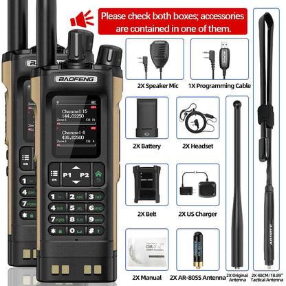 BAOFENG DM32 DMR Radio Ham Radio Handheld 10W Long Range Rechargeable Two Way Radio Walkie Talkies GPS DM-32UV Digital NOAA Weather Radio with Programming Cable for Hunting Survival Gear,2Pack