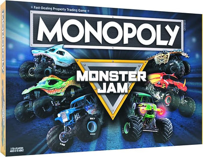 USAOPOLY Monopoly: Monster Jam | Buy Sell Trade Iconic Trucks Including Grave Digger Max-D El Toro Loco Dragon’s Breath Classic Monopoly Game Officially-Licensed Merchandise