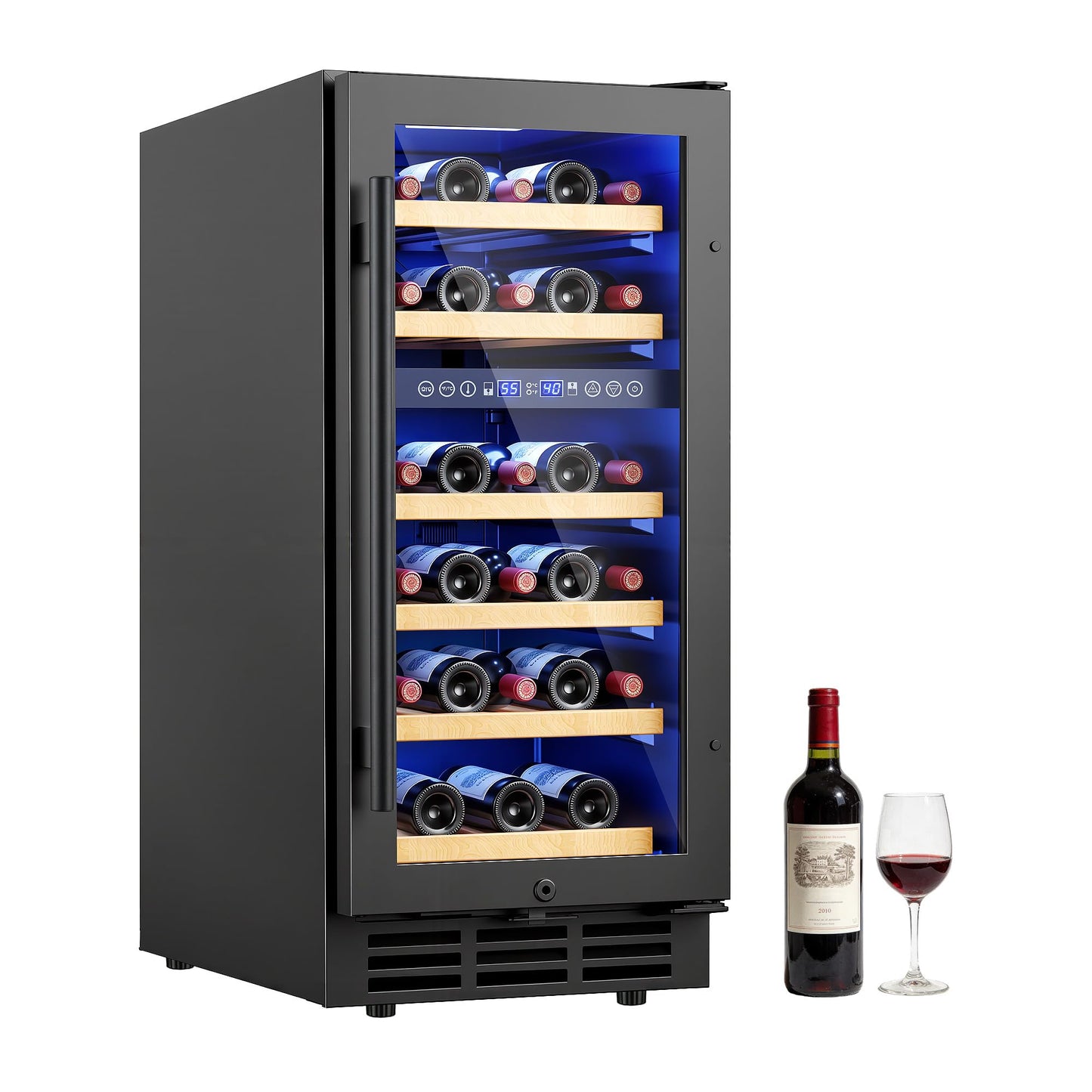 ICEVIVAL 15 Inch Wine Cooler Refrigerator, 28 Bottle Dual Zone Wine Fridge, UV-Resistant Glass Door, Quiet Compressor Cooling Digital Wine Cellar, Built-in or Freestanding Fridge for Home/Bar/Kitchen