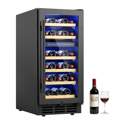 ICEVIVAL 15 Inch Wine Cooler Refrigerator, 28 Bottle Dual Zone Wine Fridge, UV-Resistant Glass Door, Quiet Compressor Cooling Digital Wine Cellar, Built-in or Freestanding Fridge for Home/Bar/Kitchen