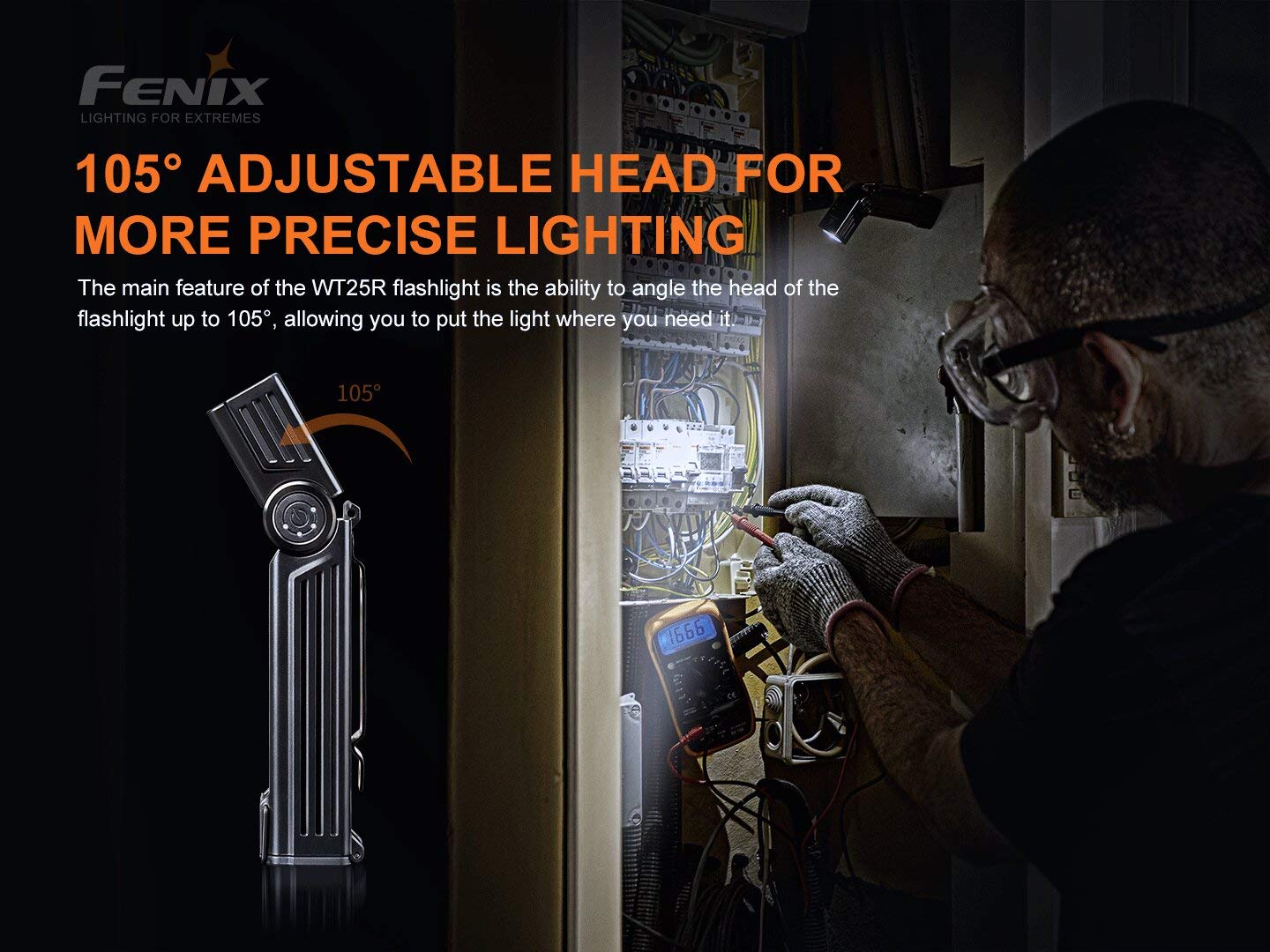 Fenix WT25R 1000 Lumen Rechargeable Handheld Worklight Magnetic Pivoting Flashlight with Organizer