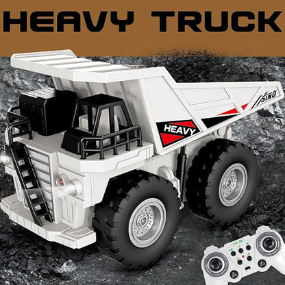 Remote Control Dump Truck 2.4Ghz 11 Channel RC Construction Vehicle Toy with Lights Music Electric Transport Garbage Truck Toys for Teen Birthday Gift