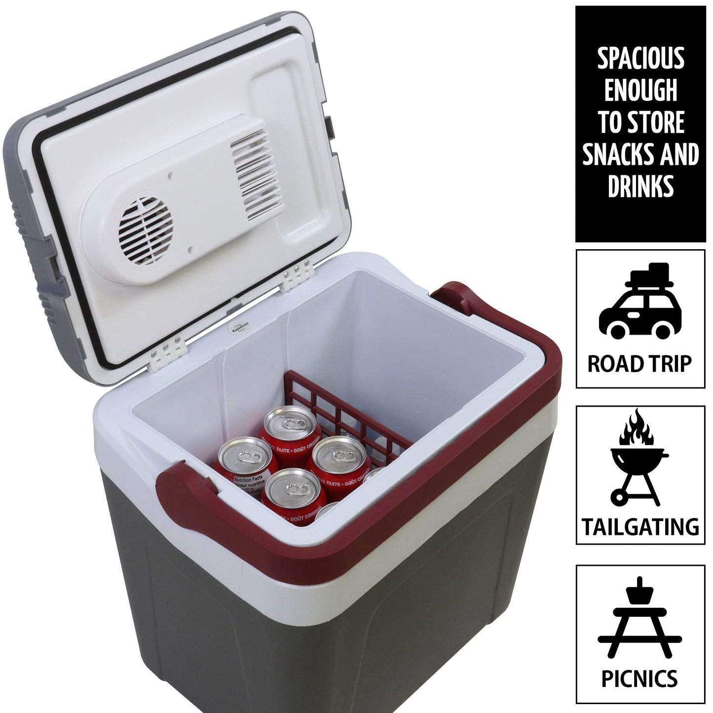 Koolatron 12V Iceless Cooler & Warmer – Portable 26 qt Electric Cooler/Nevera Portátil Eléctrica for Car Truck Camper Boat Hard Sided Mini Fridge for Camping Picnic Travel Lunch Food Drinks Office