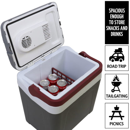 Koolatron 12V Iceless Cooler & Warmer – Portable 26 qt Electric Cooler/Nevera Portátil Eléctrica for Car Truck Camper Boat Hard Sided Mini Fridge for Camping Picnic Travel Lunch Food Drinks Office