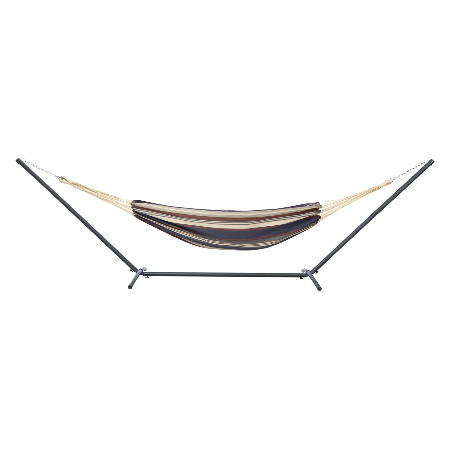 Classic Accessories Montlake Fadesafe Brazilian Hammock with Steel Stand, Heather Indigo Blue Multi-Stripe