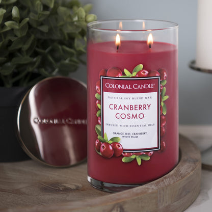 Colonial Candle Cranberry Cosmo Scented Jar Candle, Classic Cylinders Collection, 2 Wick, Red, 19 oz - Up to 120 Hours Burn