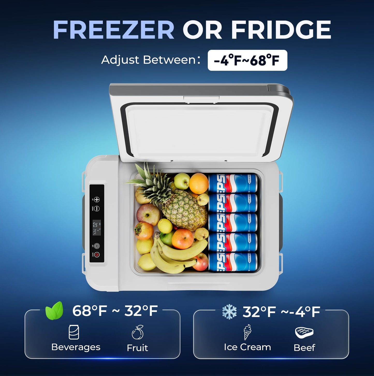 Feelfunn Car Fridge Portable 12 Volt Refrigerator - 11QT(10L) Electric Cooler for Car Truck RV Boat Camping Travel, Portable Freezer with 12/24V DC & 100-240V AC, -4~68°F