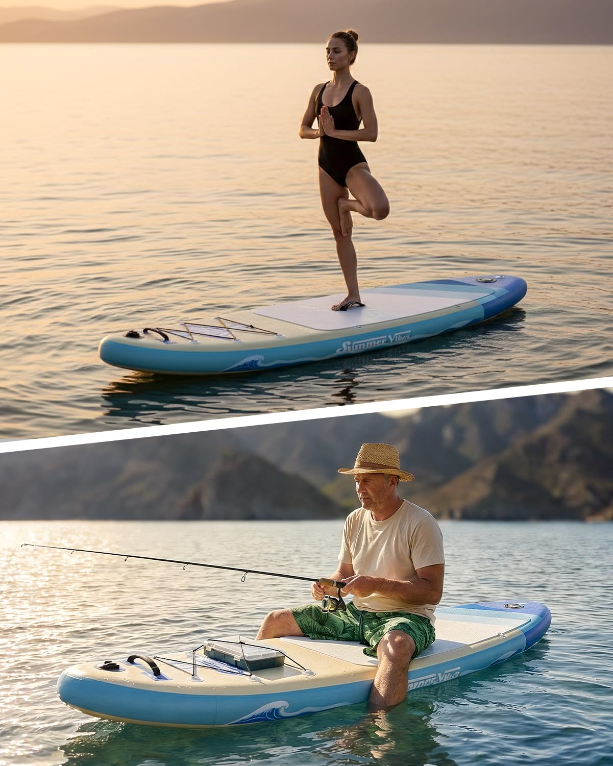 YOTTOY Inflatable Stand Up Paddle Board,Stable Lightweight 10' SUP with Non-Slip EVA Deck, Premium Paddleboard Accessories, Three-Fin System & Carry Bag,All-Around Inflatable SUP (Sky Blue)