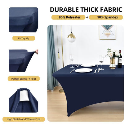 ZarzaaSik 2-Pack 8ft Spandex Table Covers for Rectangle Folding Tables - Washable Elastic Tablecloth - Ultimate Fitted Table Protector for Birthday Parties, Trade Shows, Banquet