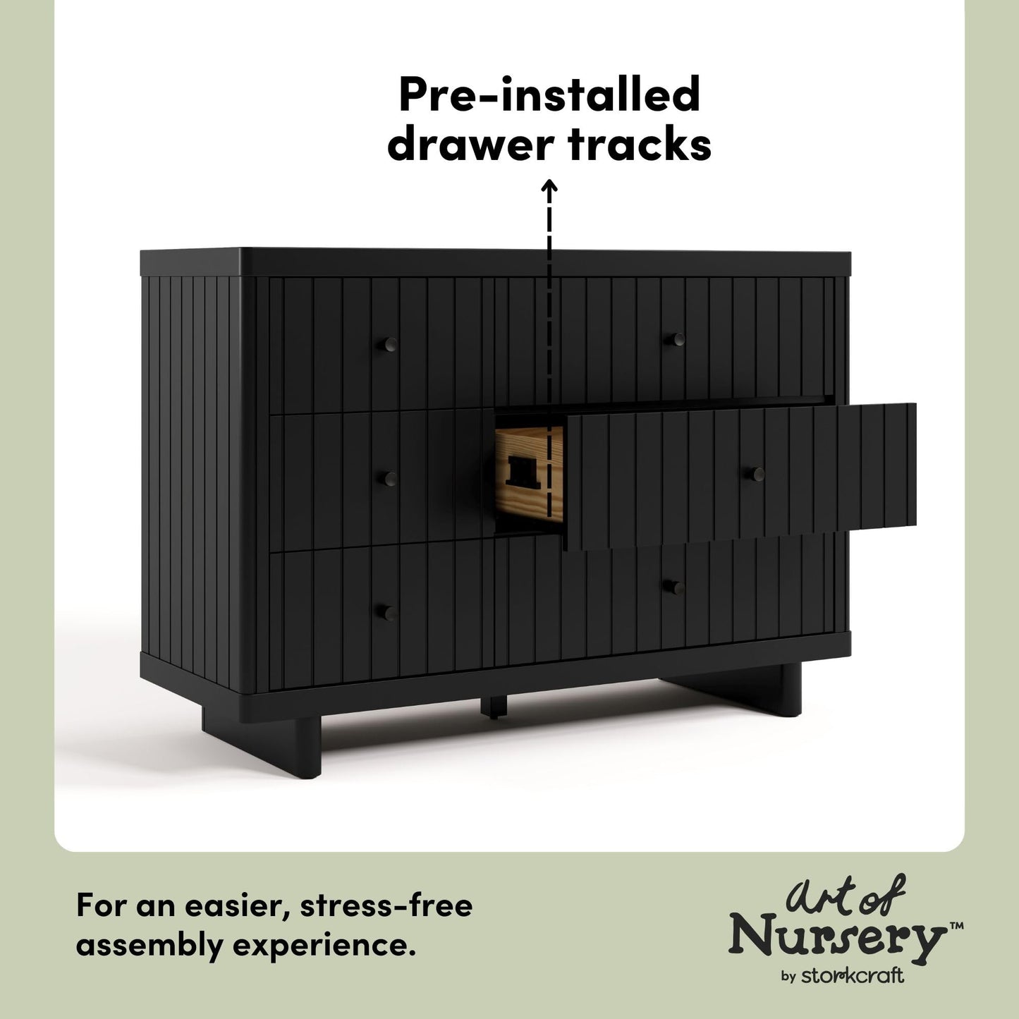 Storkcraft Kyoto 6 Drawer Dresser (Black) - GREENGUARD Gold Certified, Sturdy Wood Dresser for Nursery & Kids' Bedroom, Safety Interlocking Drawer System, and Easy Assembly with Pre-Installed Tracks
