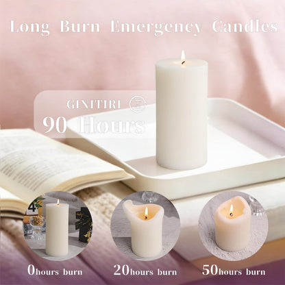 2 Pack Natural Ivory Soy Pillar Candles, 2.8x6 in Hand-Poured Unscented Soy Wax Candles, 180 H Burn Time, Non-Toxic, Smokeless Dripless Rustic Pillar Candle for Dinner Table, Wedding, Home, Bathroom