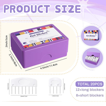 Opstin 20Pcs Knit Blocking Pins Kit, Knit Blockers Pins Kit, Knit Blocking Combs, Blocking Pins for Knitting & Crochet Projects, Knit Blocking Pins for Blocking Mats, Crochet Blocking Pins