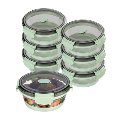 Restaurantware-Fresh Hero 27.2 Ounce Storage Containers, 20 Durable Airtight Food Containers - Microwavable, Freezable, Green Plastic Collapsible Container, Dishwashable, With Vented Lids