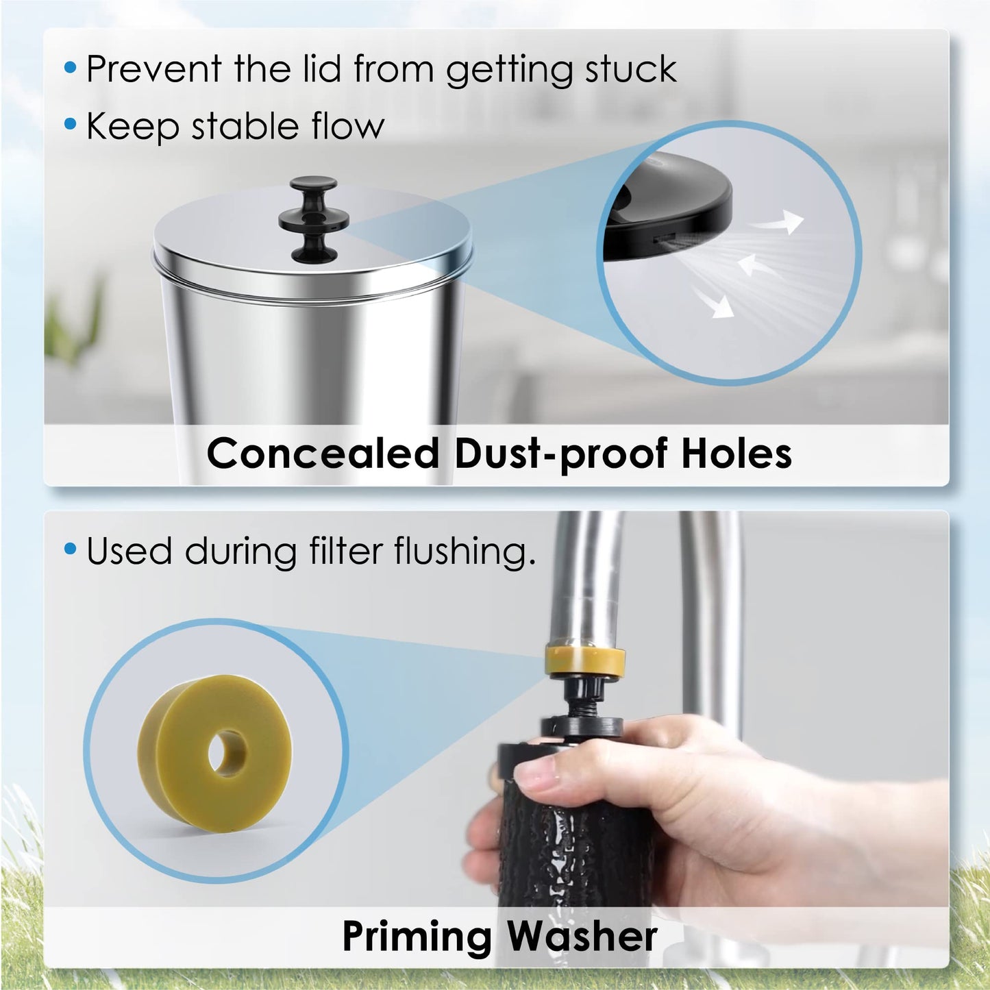 Waterdrop TK Gravity Water Filter System with Sight Glass Spigot, NSF/ANSI 42&372 Standard, PFAS, Chlorine and Lead Reduction, Stainless-Steel Water System for Home, Travel, Emergencies, 2.25G
