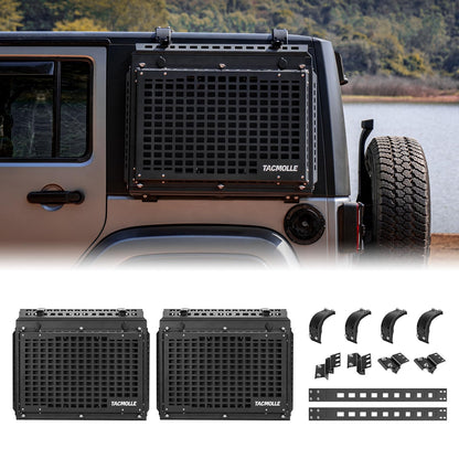 TACMOLLE Rear Side Window Storage Box, Tactical Modular Storage MOLLE Panel for Tools MOLLE Accessories, Rear Window Tactical Box with Lock Fits for Jeep Wrangler JK 2007-2018, 2-Pack