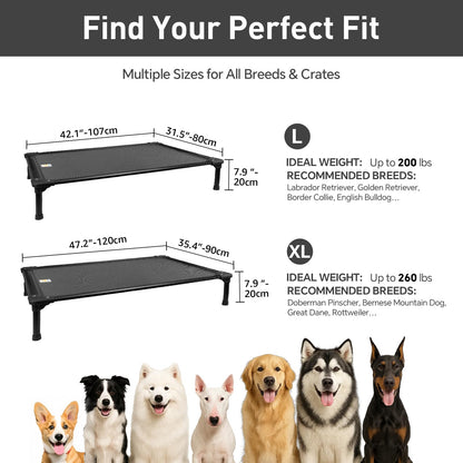 Sytopia 42'' Outdoor Elevated Dog Bed for Large Dogs, Chew-Proof Pet Camping Raised Cot with Breathable Mesh - Durable Frame, Cooling Hammock Bed, Non-Slip Feet, Waterproof, Easy Clean