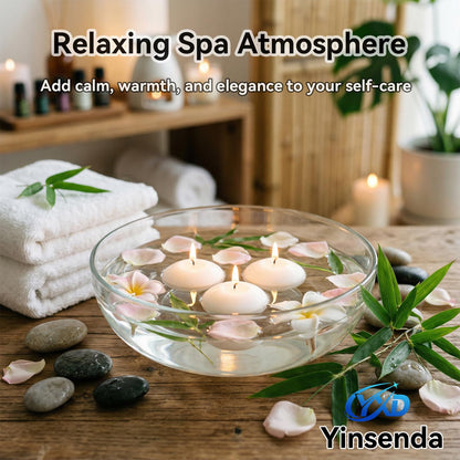 Yinsenda 12 Pack White Floating Candles - 3 Inch Unscented Round Candles, 7-9 Hrs Long Burning for Cylinder Vases, Wedding Centerpieces, Parties & Bath Décor