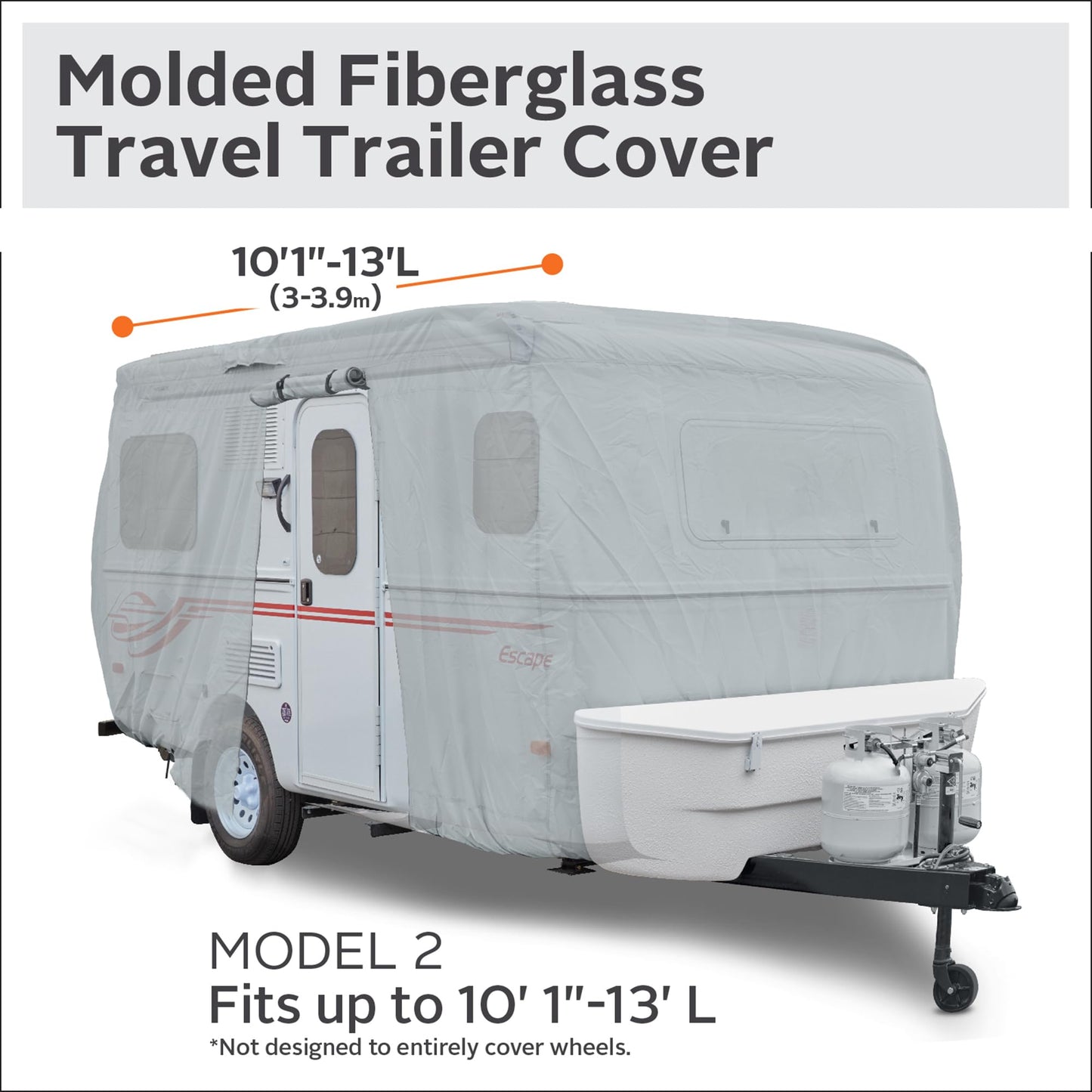 Classic Accessories Over Drive PermaPRO Molded Fiberglass Travel Trailer Cover, Fits 10'1" - 13' RVs, RV Cover, Camper Cover, Travel Trailer Cover