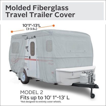 Classic Accessories Over Drive PermaPRO Molded Fiberglass Travel Trailer Cover, Fits 10'1" - 13' RVs, RV Cover, Camper Cover, Travel Trailer Cover