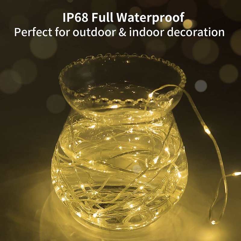 2 Pack Fairy String Lights Plug in, 33Ft 100 Micro Starry LED Twinkle Fairy Lights IP68 Full Waterproof with Remote for Bedroom Garden Christmas Decor (Warm White)
